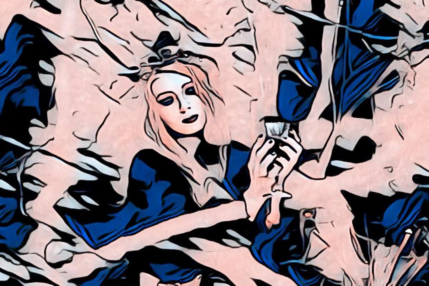 An illustration of a woman in the woods, holding a goblet