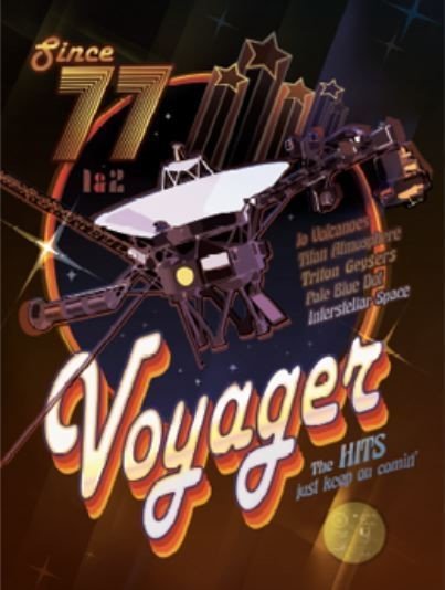 Voyager '77 poster surrounded by stars